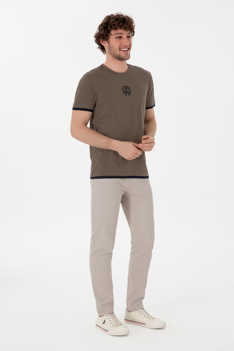 Erkek Regular Fit Bisiklet Yaka Vizon Tişört - 50306900053