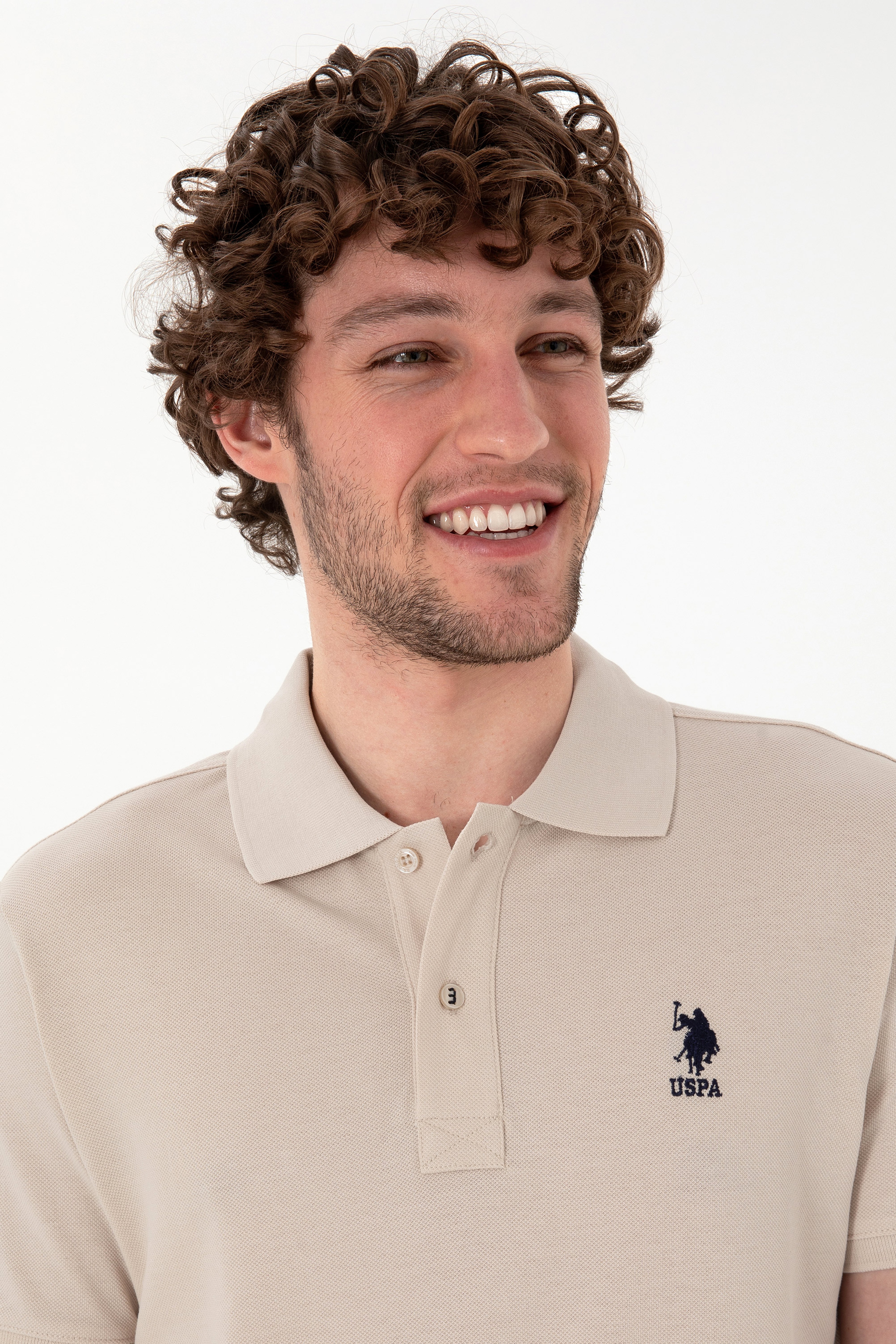 Erkek Slim Fit Polo Yaka Taş Basic Tişört - Image 2