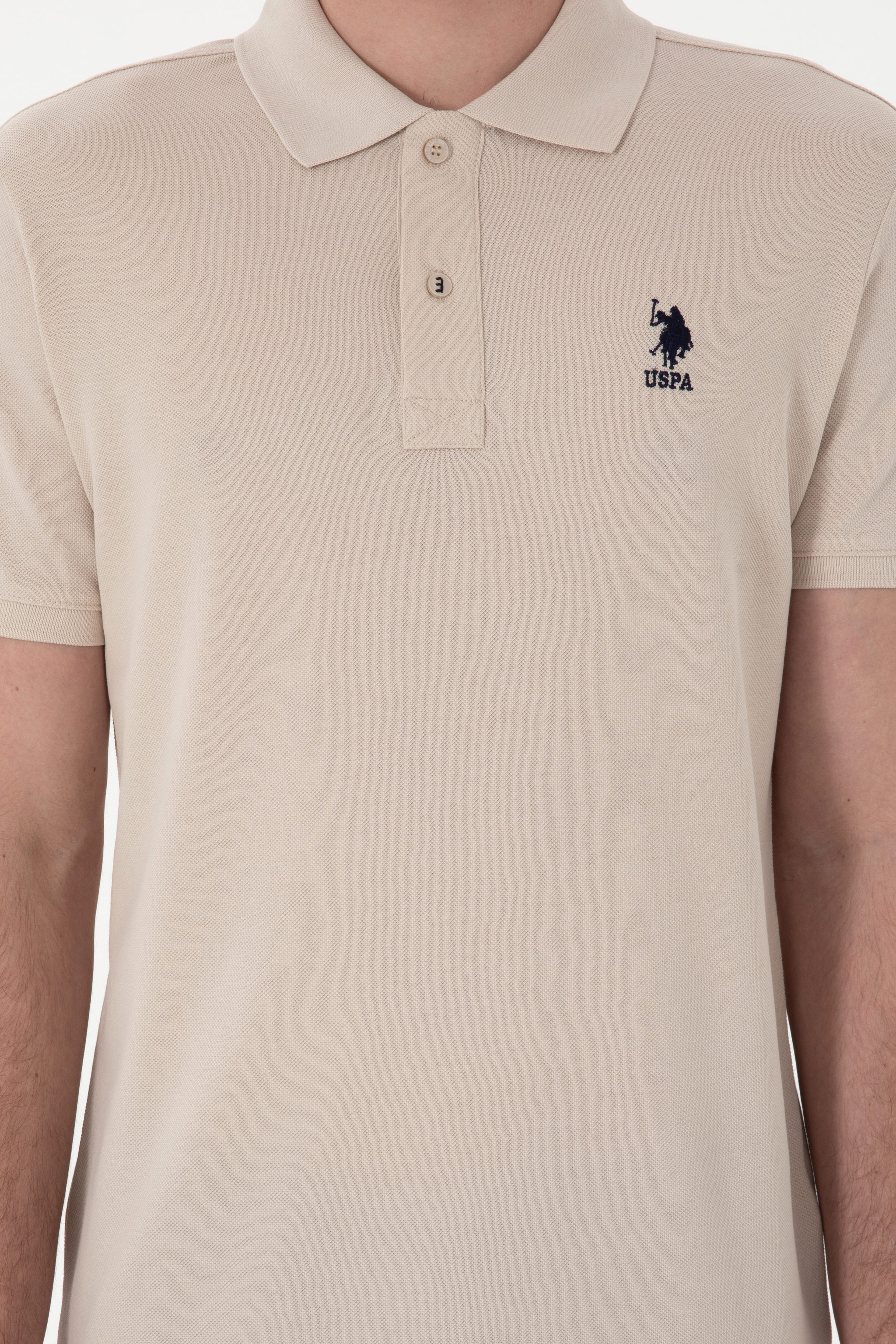 Erkek Slim Fit Polo Yaka Taş Basic Tişört - Image 6