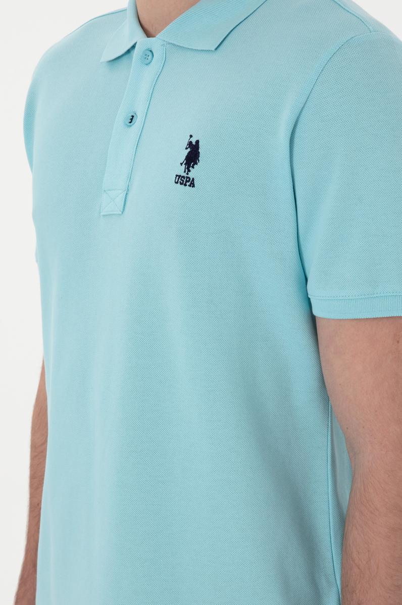 Erkek Slim Fit Polo Yaka Açık Mavi Basic Tişört