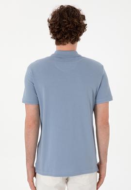Erkek Slim Fit Polo Yaka Mavi Basic Tişört - 50298041221