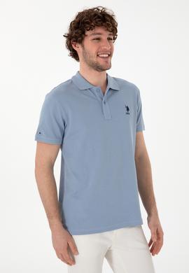Erkek Slim Fit Polo Yaka Mavi Basic Tişört - 50298041221