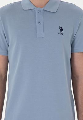 Erkek Slim Fit Polo Yaka Mavi Basic Tişört - 50298041221