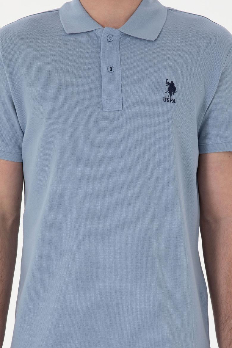 Erkek Slim Fit Polo Yaka Mavi Basic Tişört - 50298041221