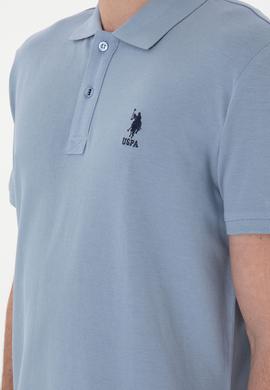 Erkek Slim Fit Polo Yaka Mavi Basic Tişört - 50298041221