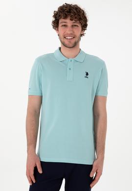 Erkek Slim Fit Polo Yaka Açık Mavi Basic Tişört - 50298041397