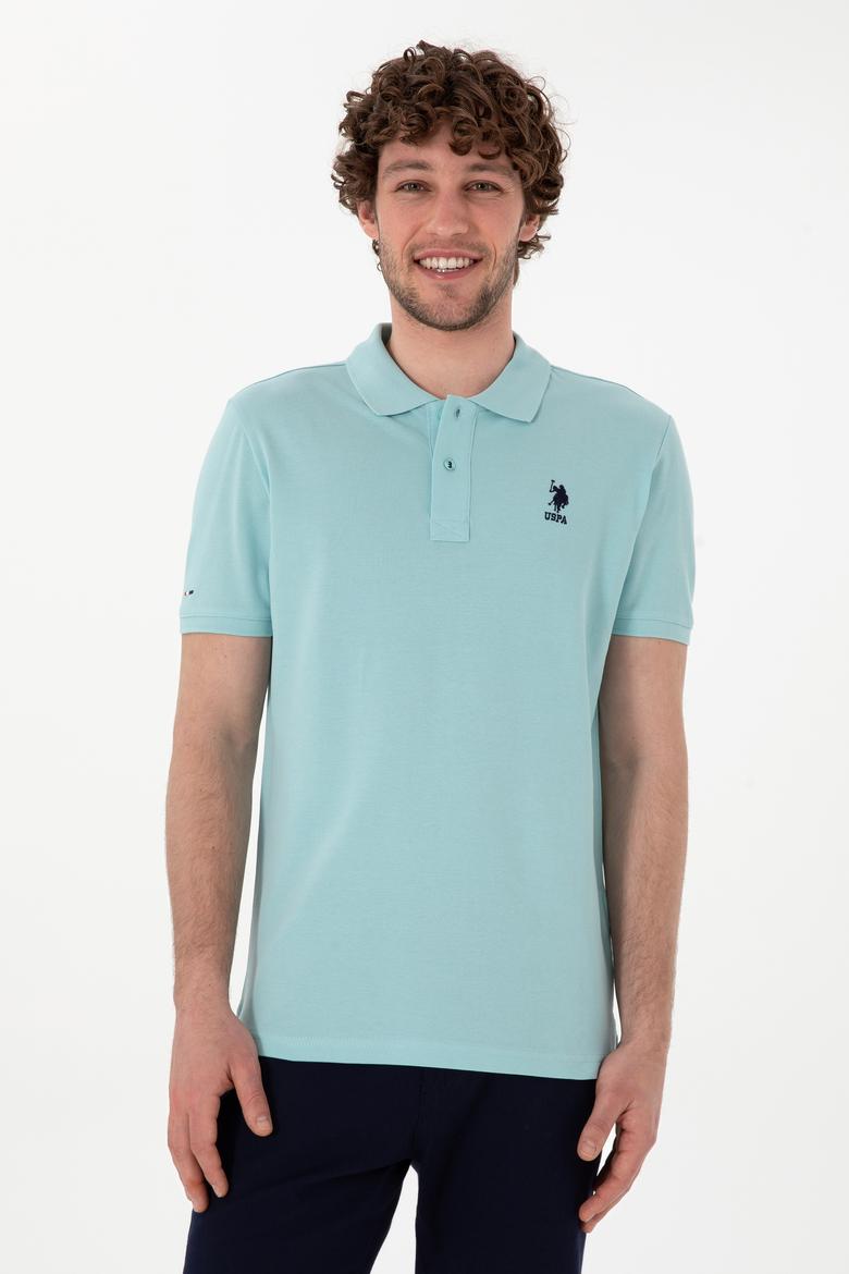 Erkek Slim Fit Polo Yaka Açık Mavi Basic Tişört