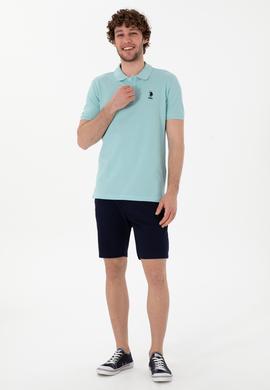 Erkek Slim Fit Polo Yaka Açık Mavi Basic Tişört - 50298041397
