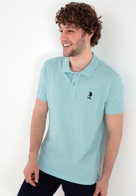 Erkek Slim Fit Polo Yaka Açık Mavi Basic Tişört - 50298041397