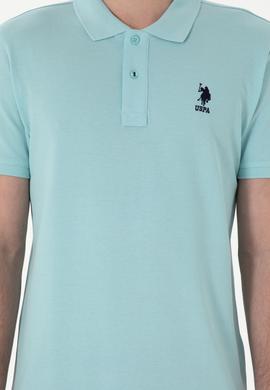 Erkek Slim Fit Polo Yaka Açık Mavi Basic Tişört - 50298041397