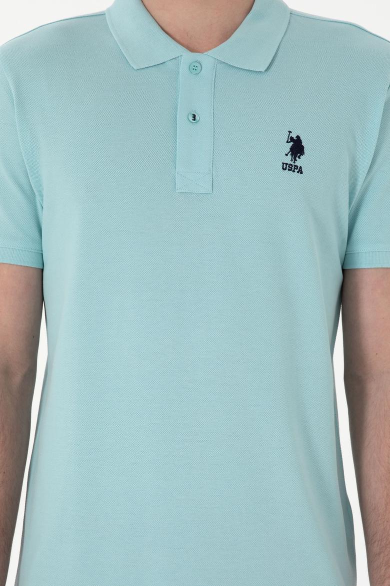Erkek Slim Fit Polo Yaka Açık Mavi Basic Tişört - 50298041397