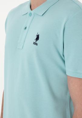 Erkek Slim Fit Polo Yaka Açık Mavi Basic Tişört - 50298041397
