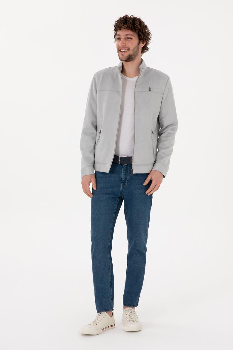 Erkek Gri Deri Ceket - 50307414025