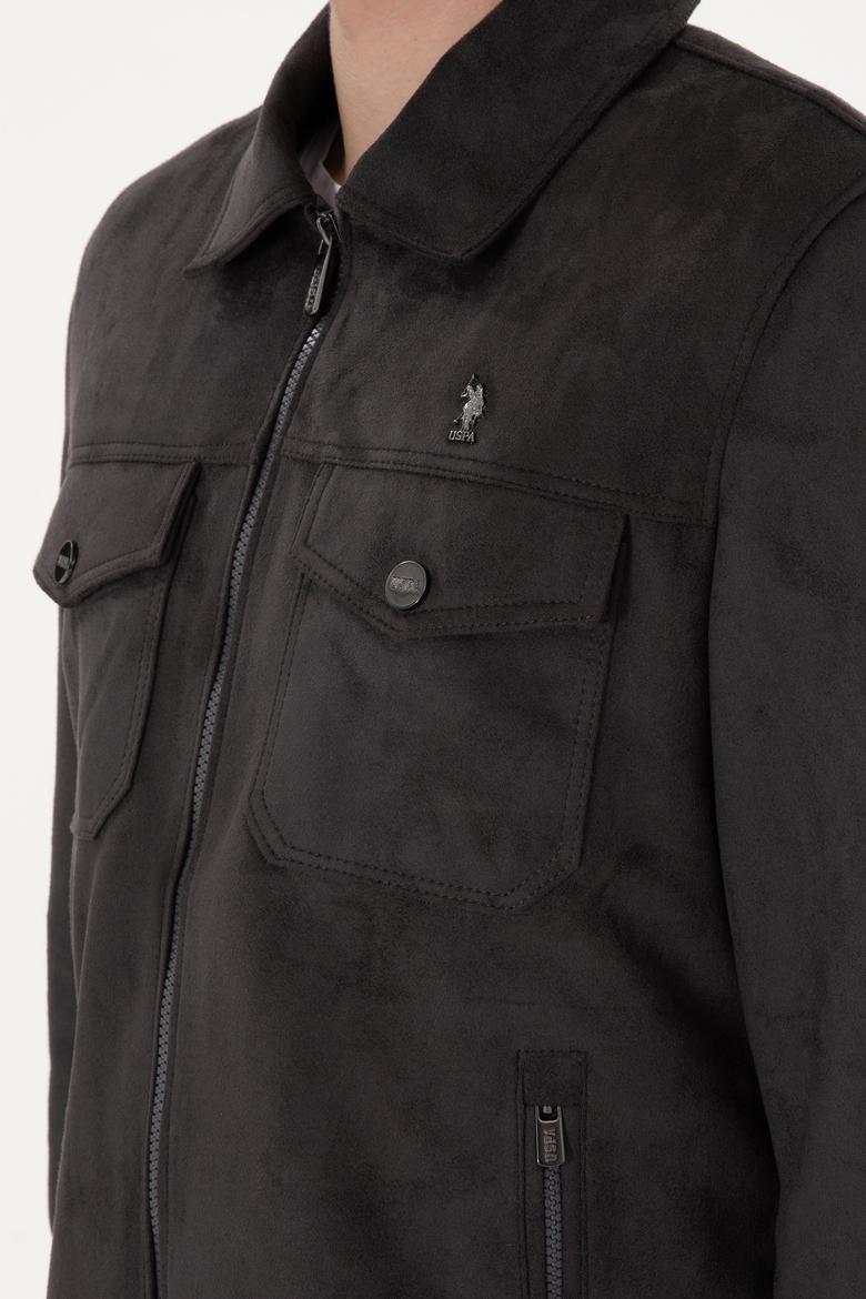 Erkek Antrasit Deri Ceket - 50307421009