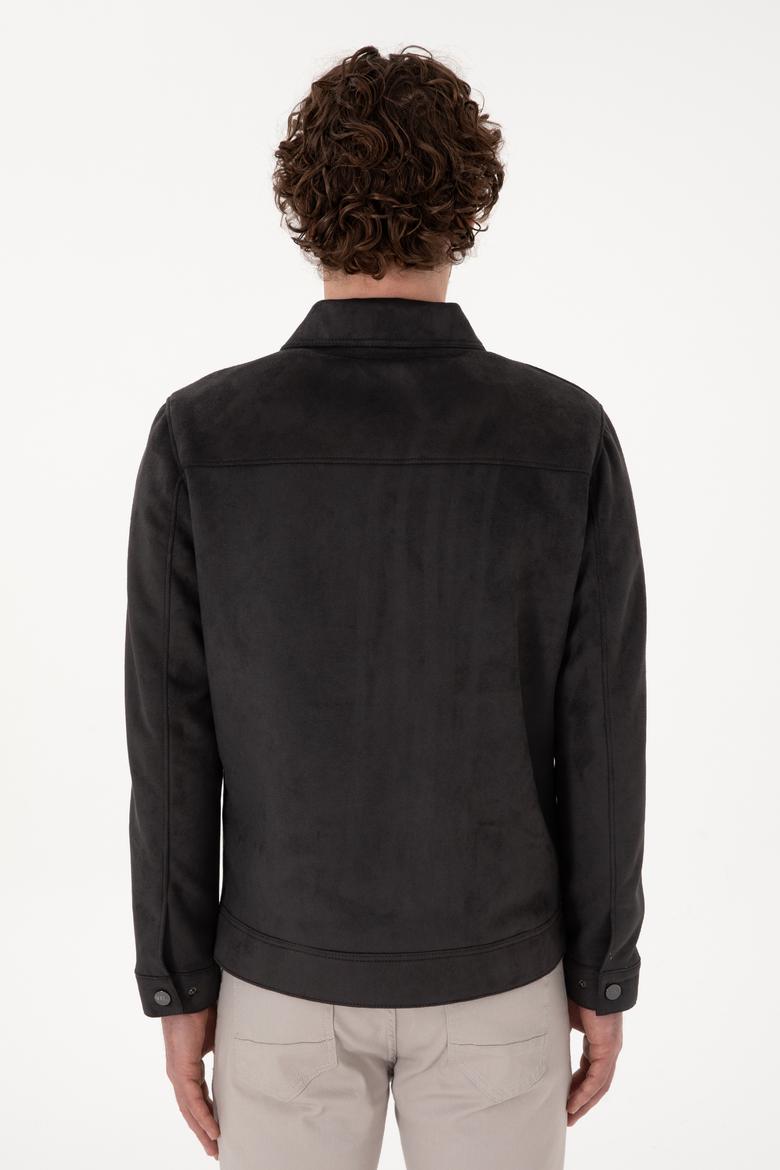 Erkek Antrasit Deri Ceket - 50307421009
