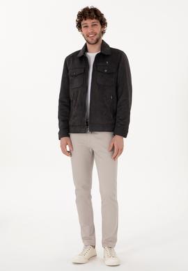 Erkek Antrasit Deri Ceket - 50307421009