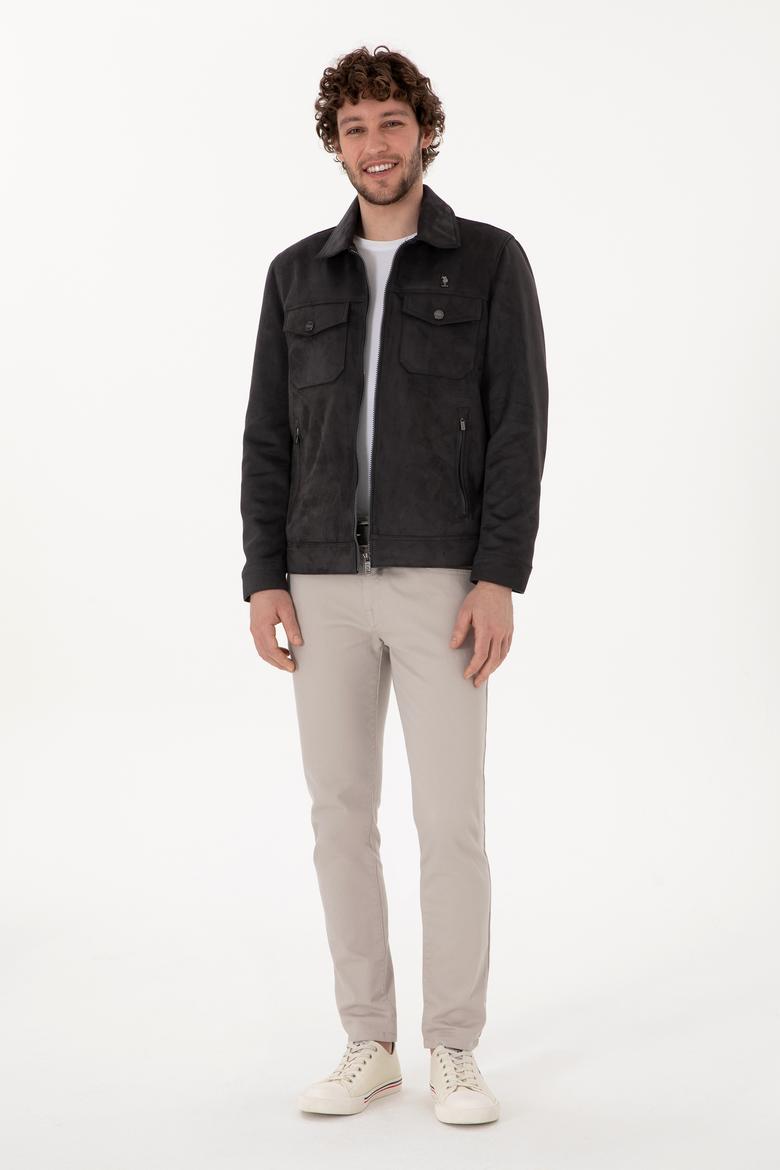 Erkek Antrasit Deri Ceket - 50307421009