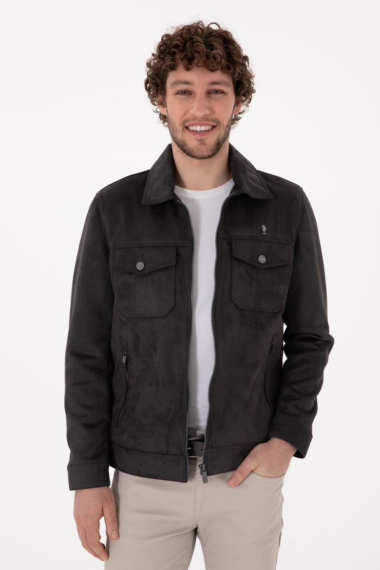 Erkek Antrasit Deri Ceket - 50307421009