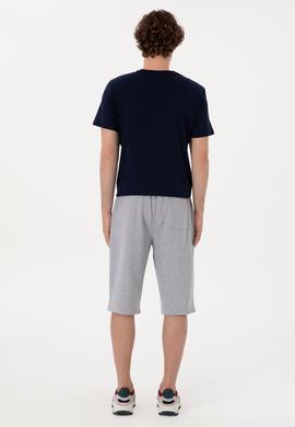 Erkek Gri Melanj Örme Şort - 50298039029