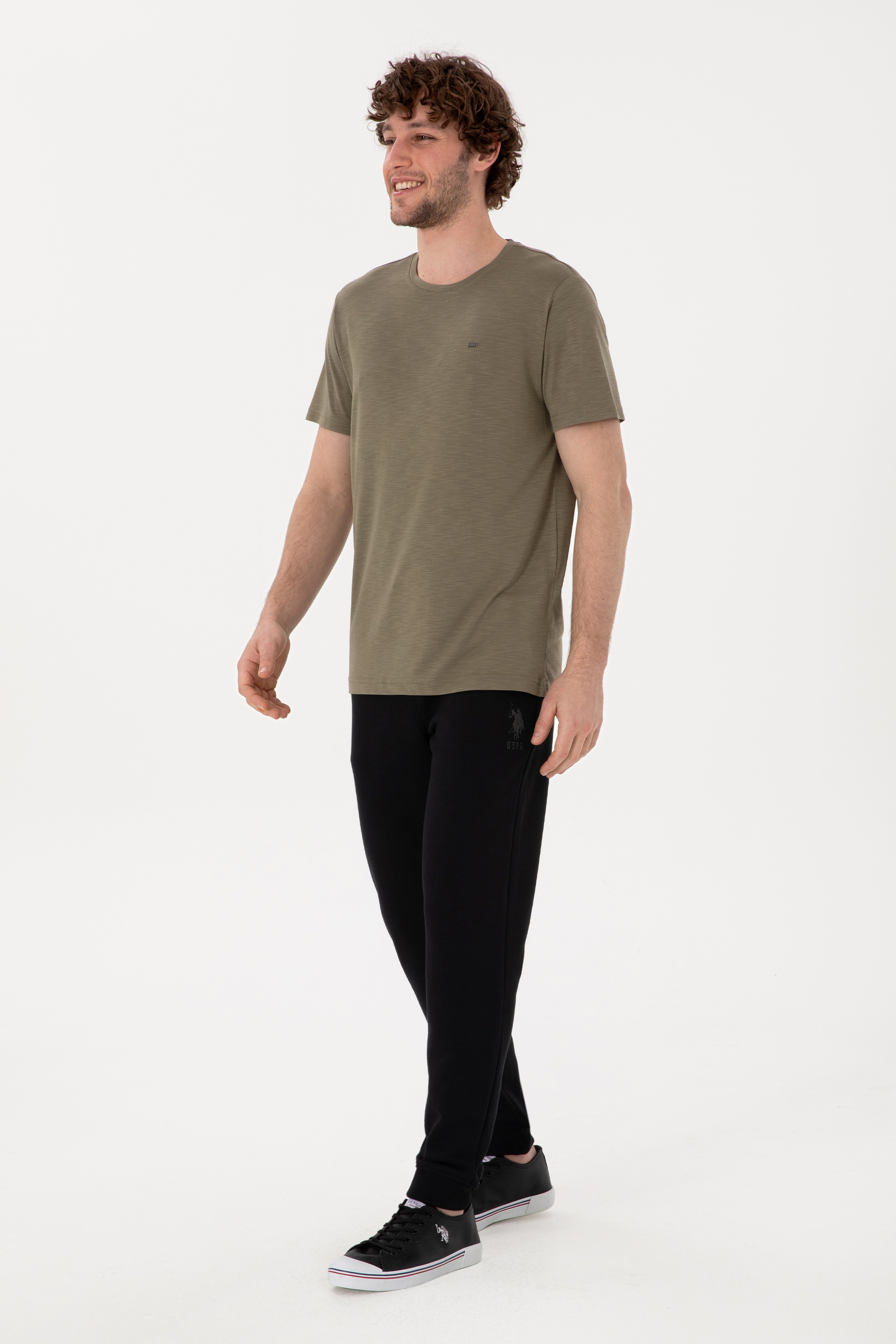 Erkek Slim Fit Lastikli Paça Siyah Eşofman Altı - Image 3