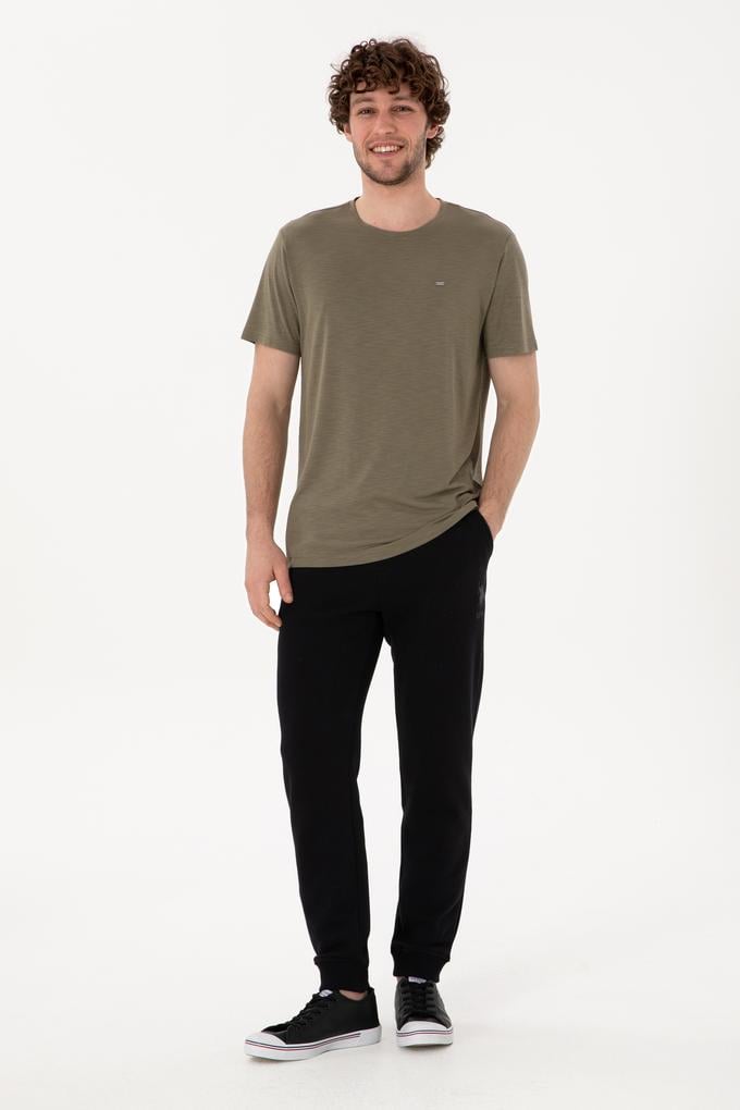 Erkek Slim Fit Lastikli Paça Siyah Eşofman Altı