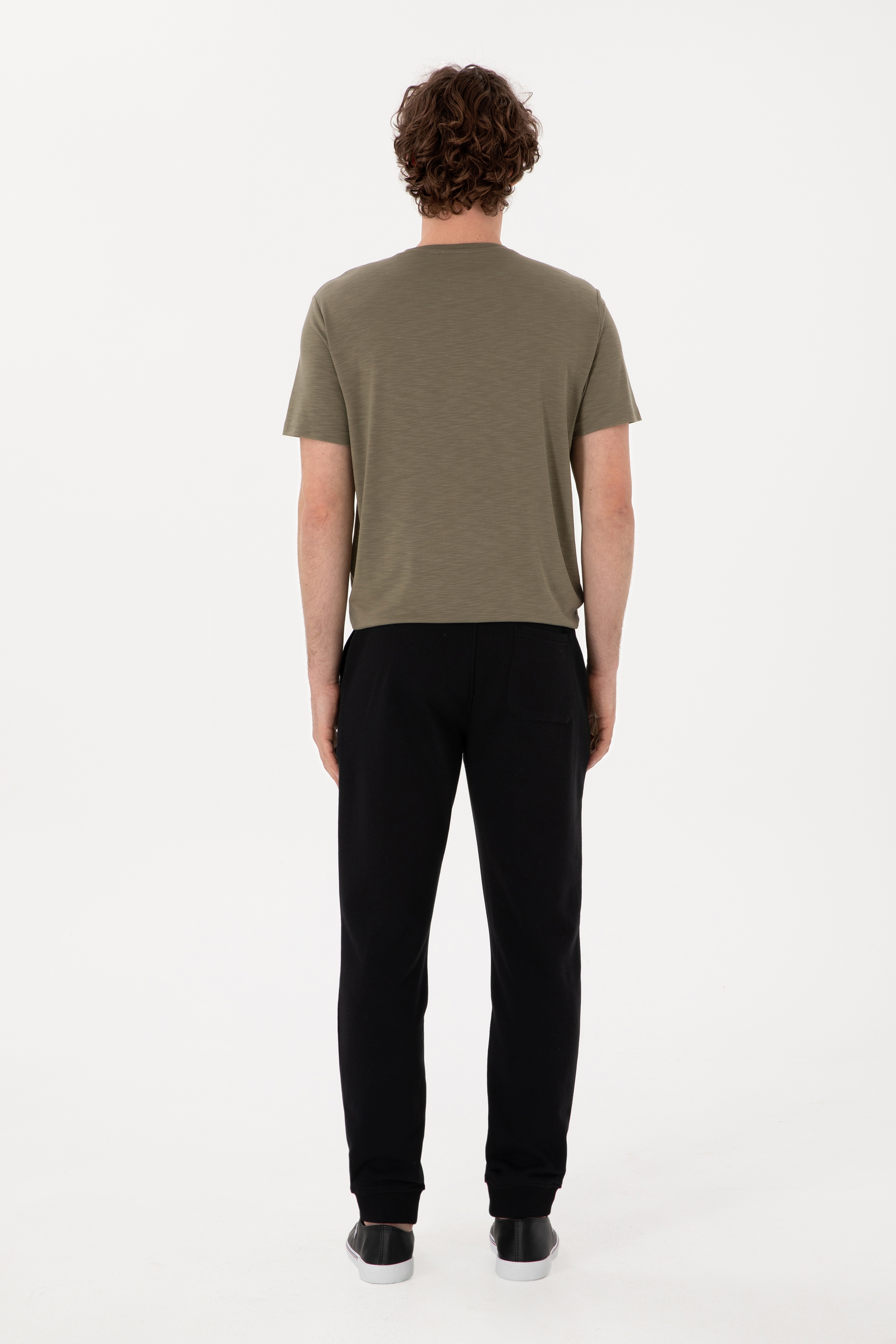 Erkek Slim Fit Lastikli Paça Siyah Eşofman Altı