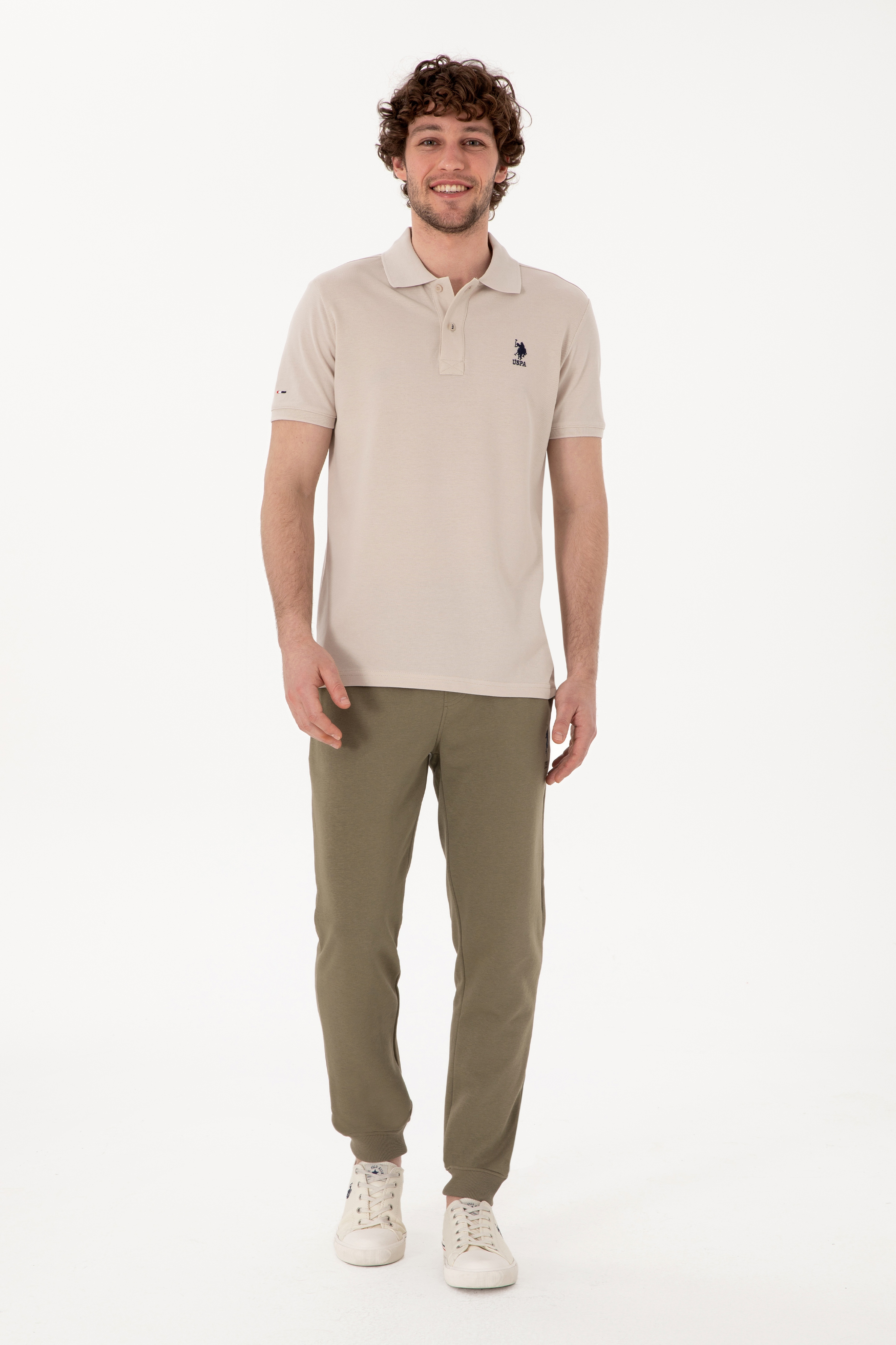 Erkek Slim Fit Lastikli Paça Vizon Eşofman Altı - Image 1