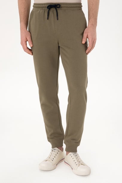 Erkek Slim Fit Lastikli Paça Vizon Eşofman Altı