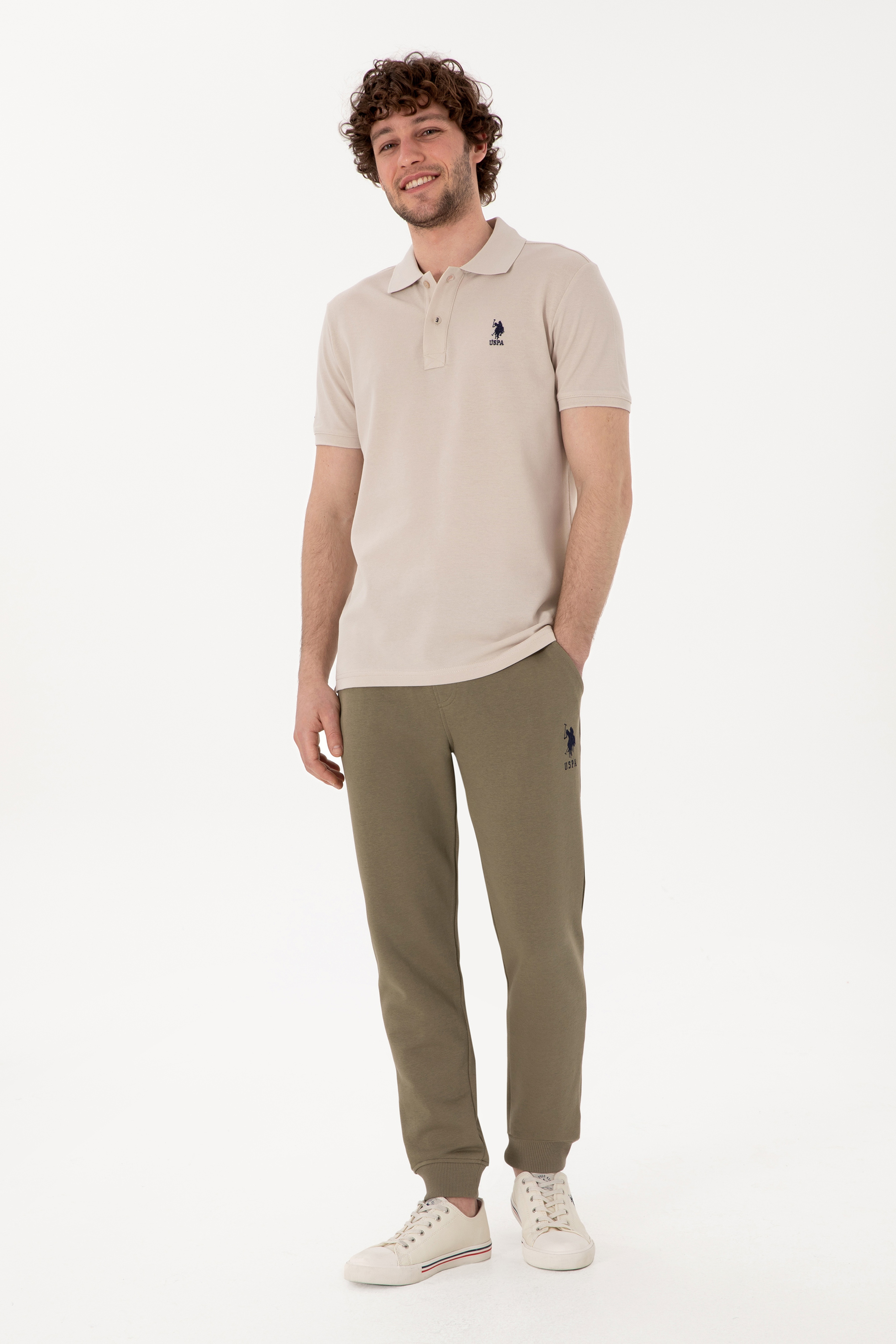 Erkek Slim Fit Lastikli Paça Vizon Eşofman Altı