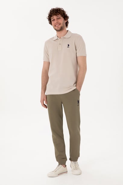 Erkek Slim Fit Lastikli Paça Vizon Eşofman Altı