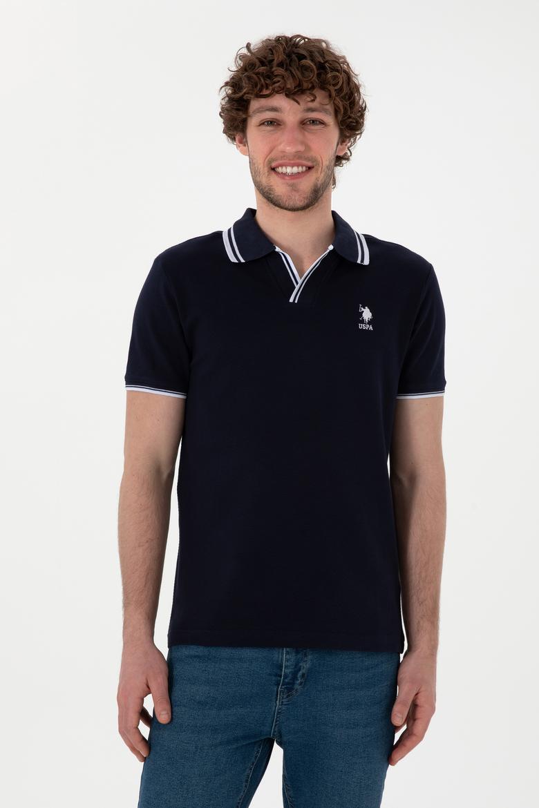 Erkek Slim Fit Polo Yaka Lacivert Tişört