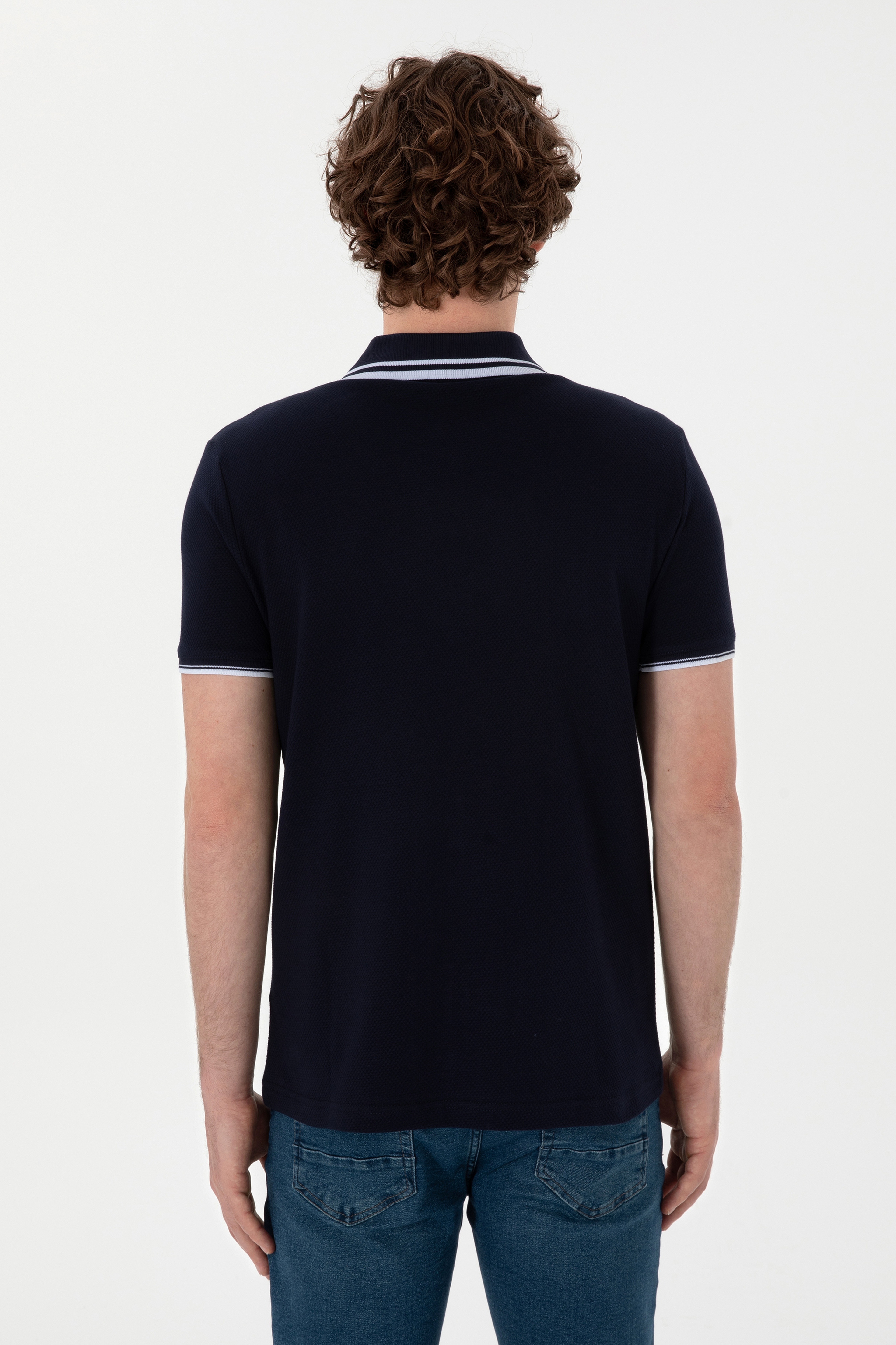 Erkek Slim Fit Polo Yaka Lacivert Tişört