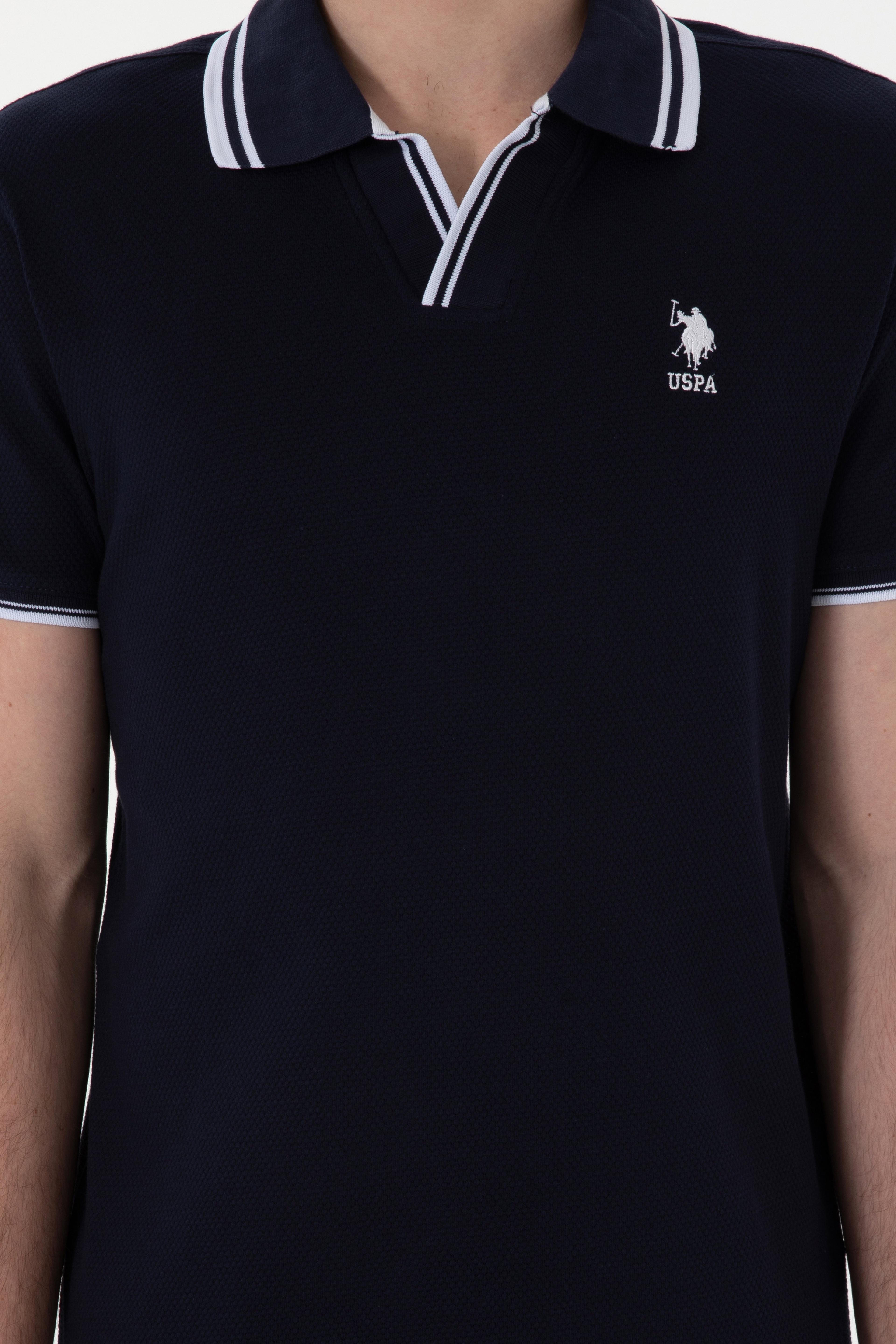 Erkek Slim Fit Polo Yaka Lacivert Tişört - Image 6