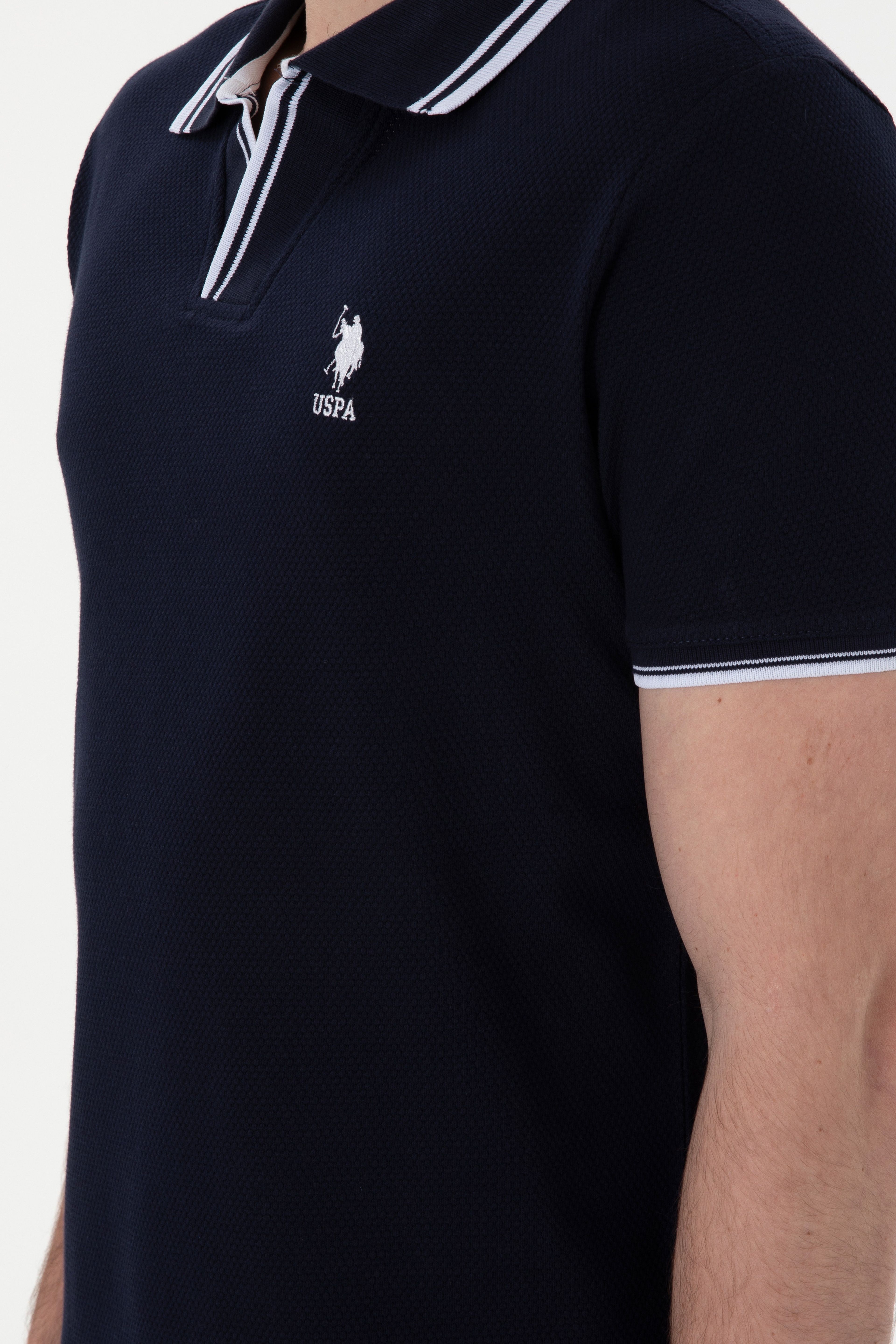 Erkek Slim Fit Polo Yaka Lacivert Tişört - Image 7