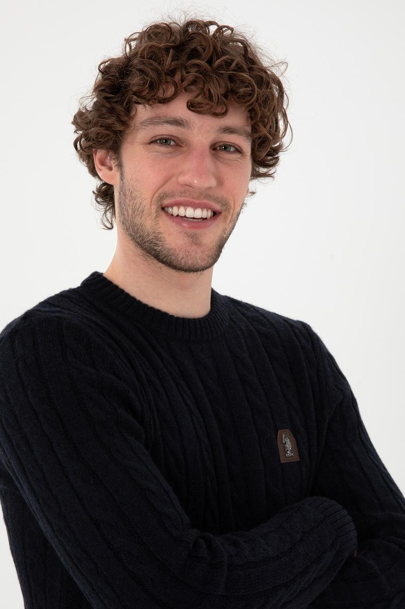 Erkek Regular Fit Bisiklet Yaka Lacivert Kazak