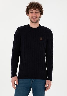 Erkek Regular Fit Bisiklet Yaka Lacivert Kazak - 50292976007