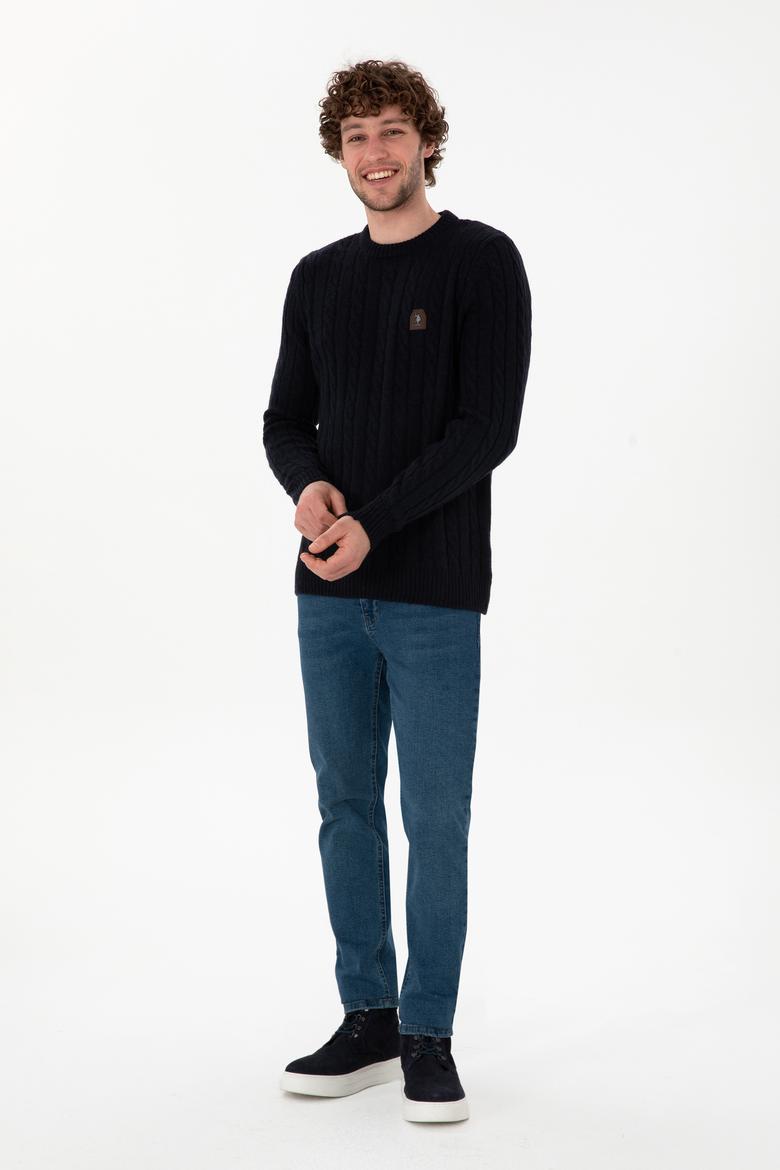 Erkek Regular Fit Bisiklet Yaka Lacivert Kazak - 50292976007