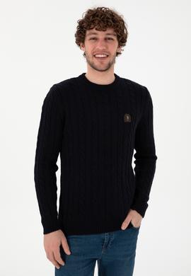 Erkek Regular Fit Bisiklet Yaka Lacivert Kazak - 50292976007