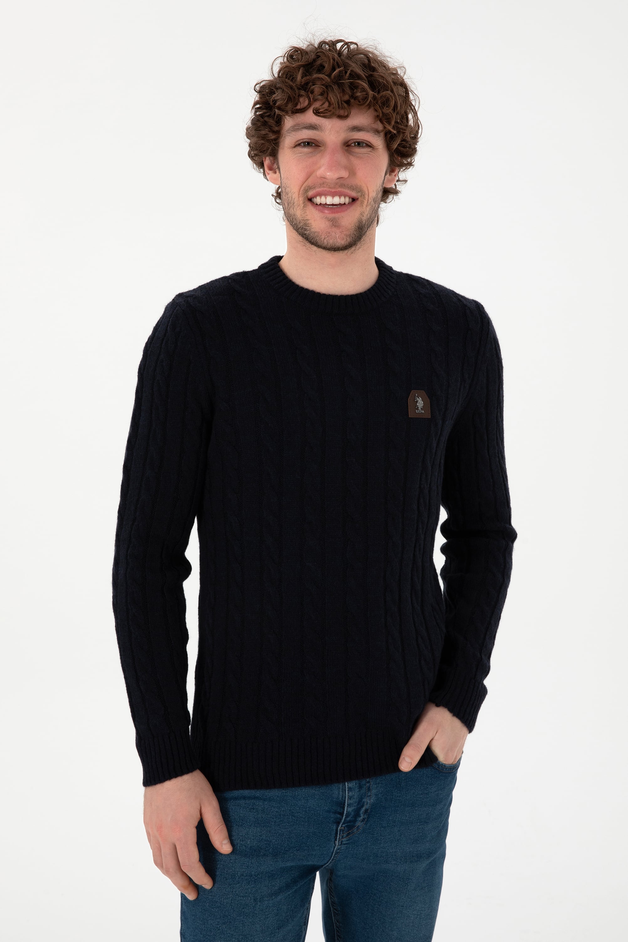 Erkek Regular Fit Bisiklet Yaka Lacivert Kazak - Image 3