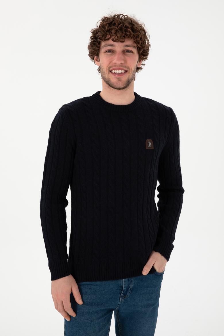 Erkek Regular Fit Bisiklet Yaka Lacivert Kazak - 50292976007