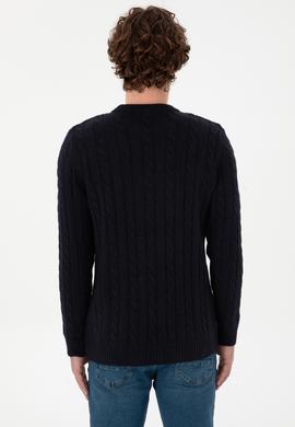 Erkek Regular Fit Bisiklet Yaka Lacivert Kazak - 50292976007