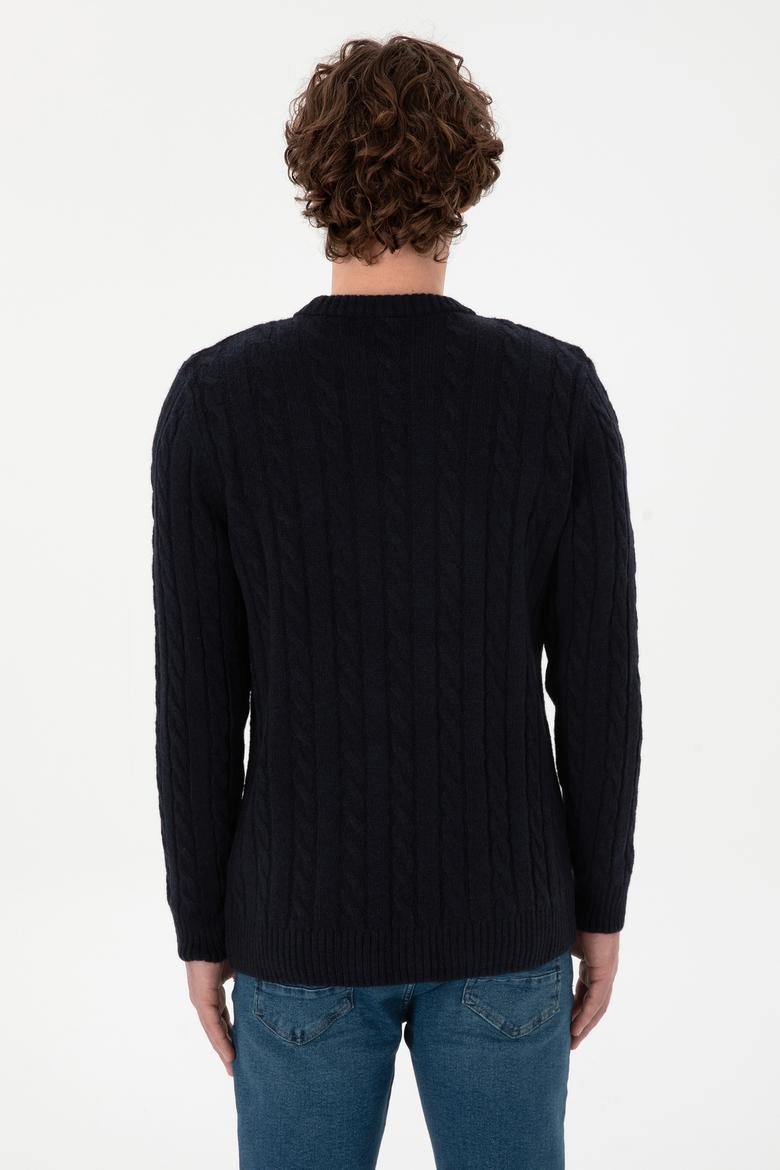 Erkek Regular Fit Bisiklet Yaka Lacivert Kazak - 50292976007