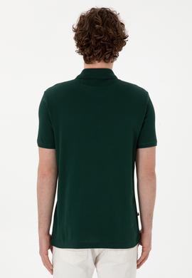 Erkek Regular Fit Polo Yaka Koyu Yeşil Basic Tişört - 50298031268