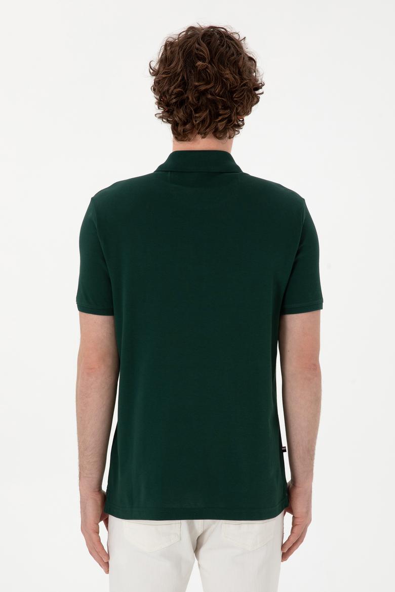 Erkek Regular Fit Polo Yaka Koyu Yeşil Basic Tişört - 50298031268