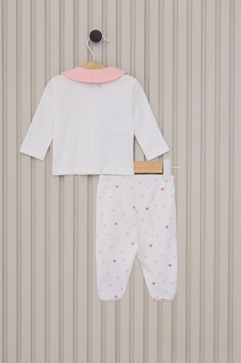 Kız Bebek Beyaz Puantiyeli 3'lü Pijama Takımı