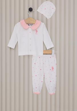 Kız Bebek Beyaz Puantiyeli 3'lü Pijama Takımı - 50315318001