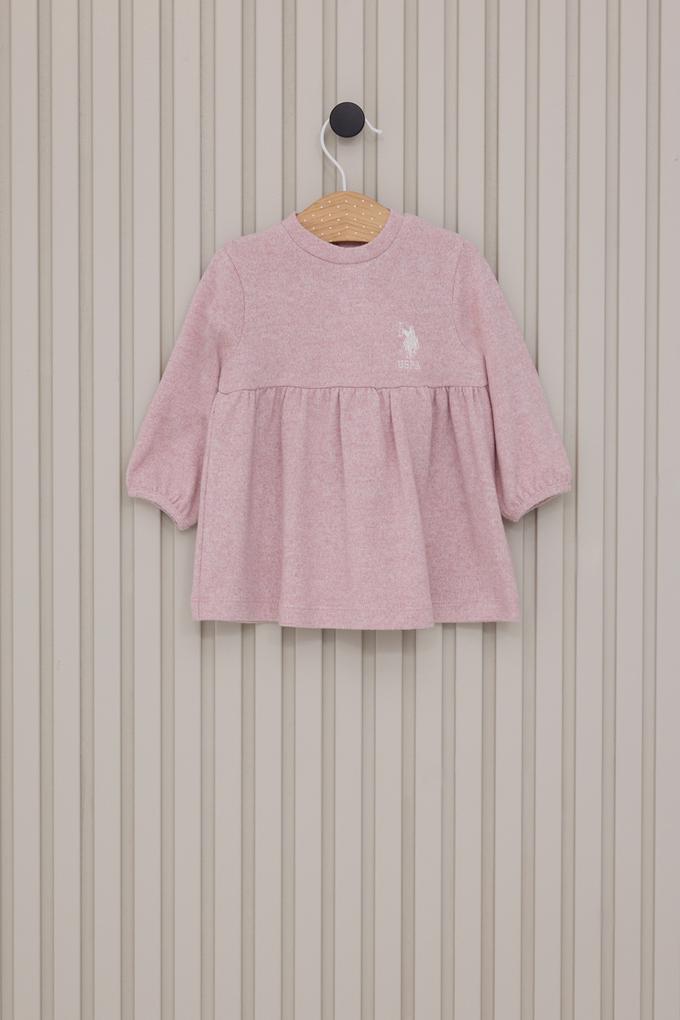 Kız Bebek Pembe Örme Elbise