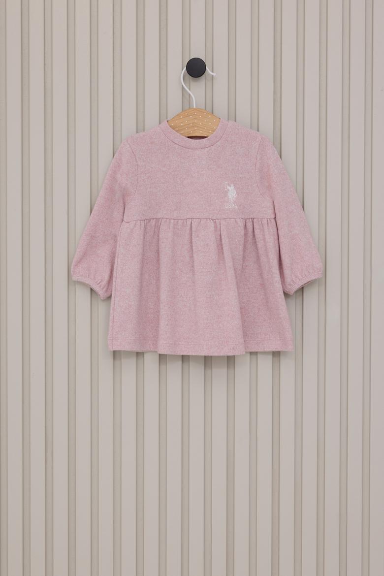 Kız Bebek Pembe Örme Elbise