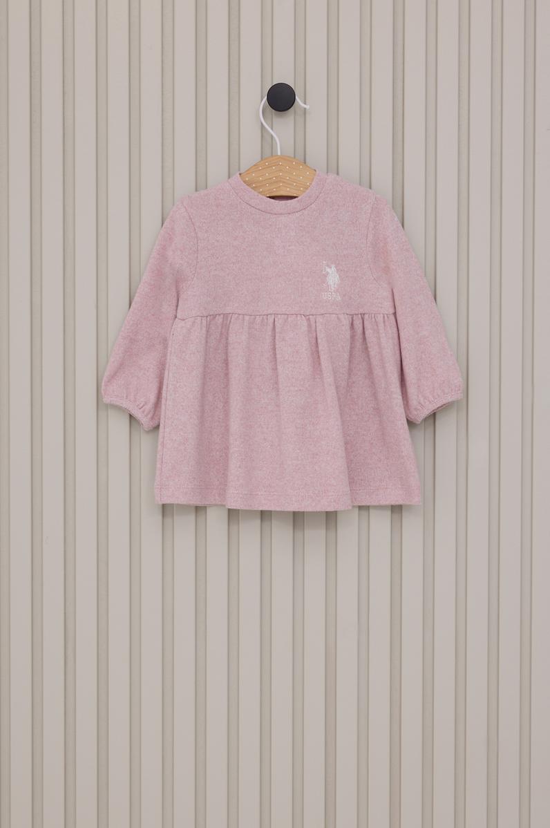 Kız Bebek Pembe Örme Elbise