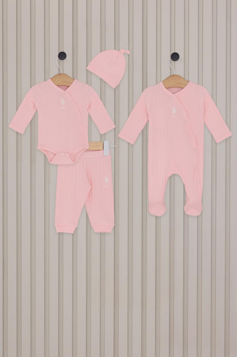 Kız Bebek Açık Pembe Hastane Çıkışı 4'lü Set